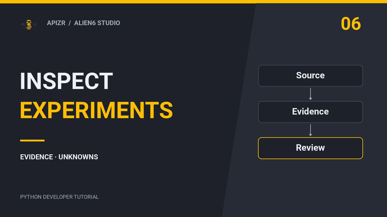 Academy Part VI: inspect experiment evidence before training